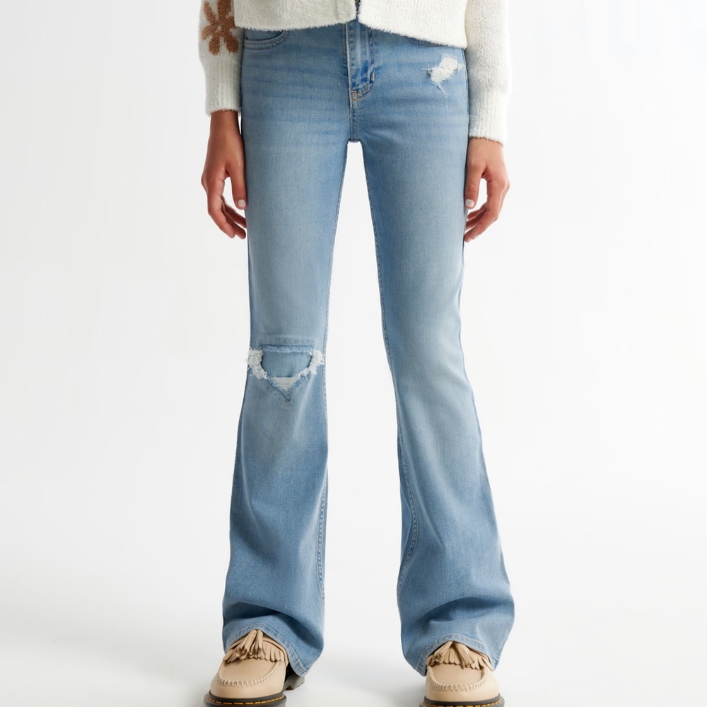 Abercrombie Kids high rise flare jeans